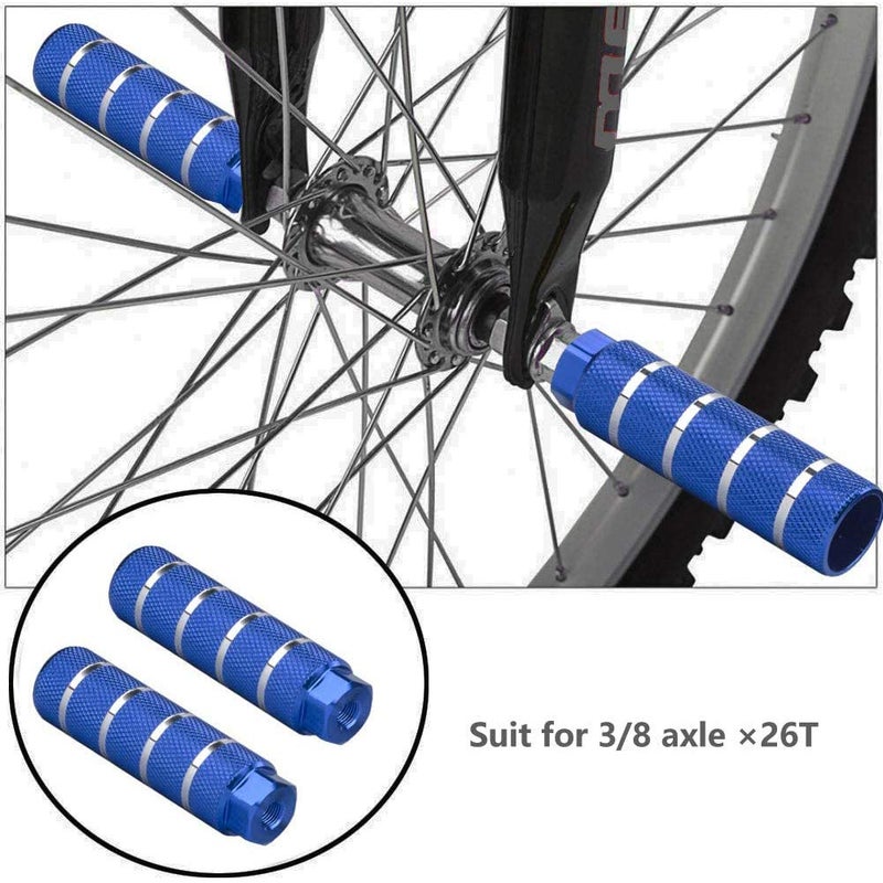 OUTLEYNY Bike Pegs, 3/8 inch - 26 Teeth Aluminum Alloy Bike Pegs Anti-Skid Foot Pedals BMX Pegs Rear Axles Stunt Pegs 2Pcs - Image 4